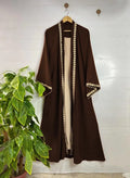 Brown Georgette Elegant Embroidered