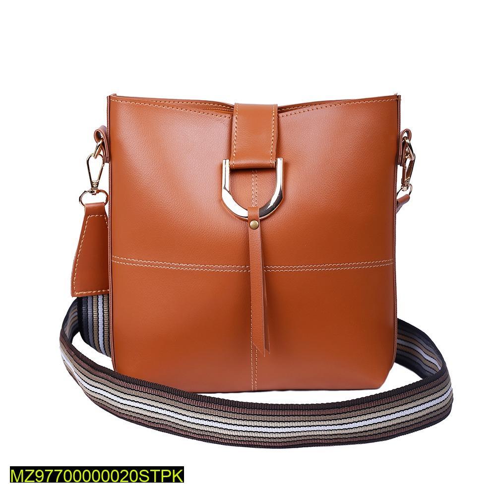 Cross Body Leather Bags With Striped strap