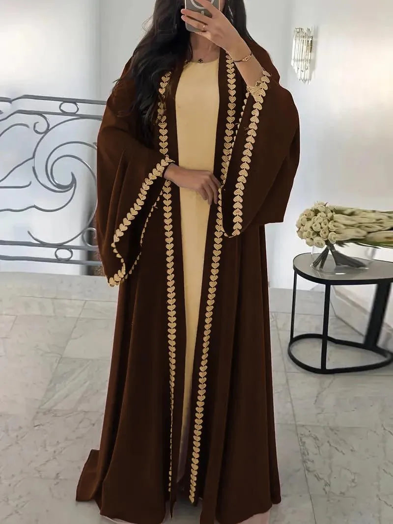 Brown Georgette Elegant Embroidered