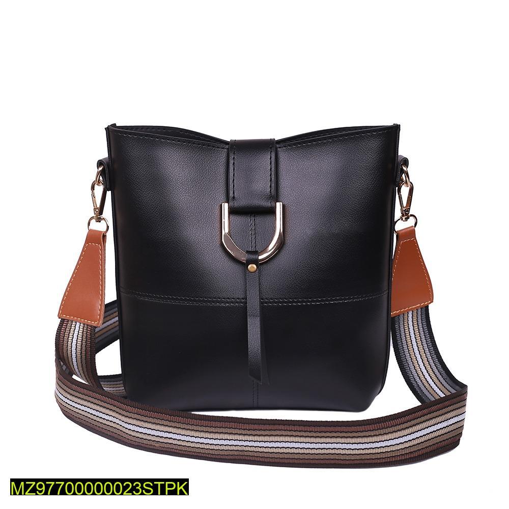 Cross Body Leather Bags With Striped strap